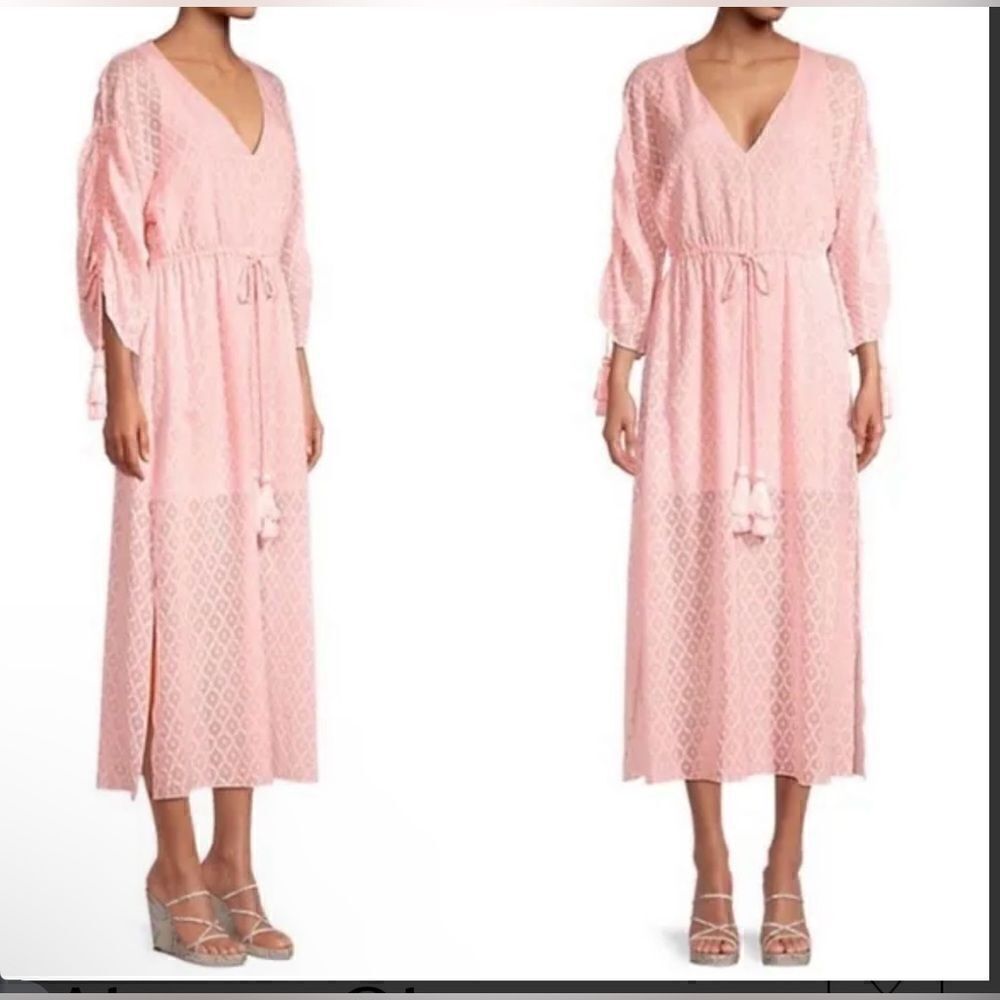 NWT ALICE + OLIVIA Esmeralda Side Slit Silk Blend Midi Dress
